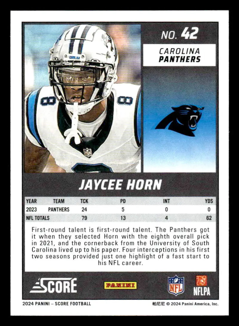 2024 Score #42 Jaycee Horn - Football Card Single