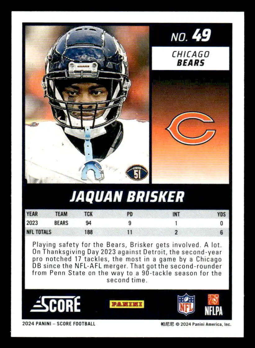 2024 Score #49 Jaquan Brisker - Football Card Single