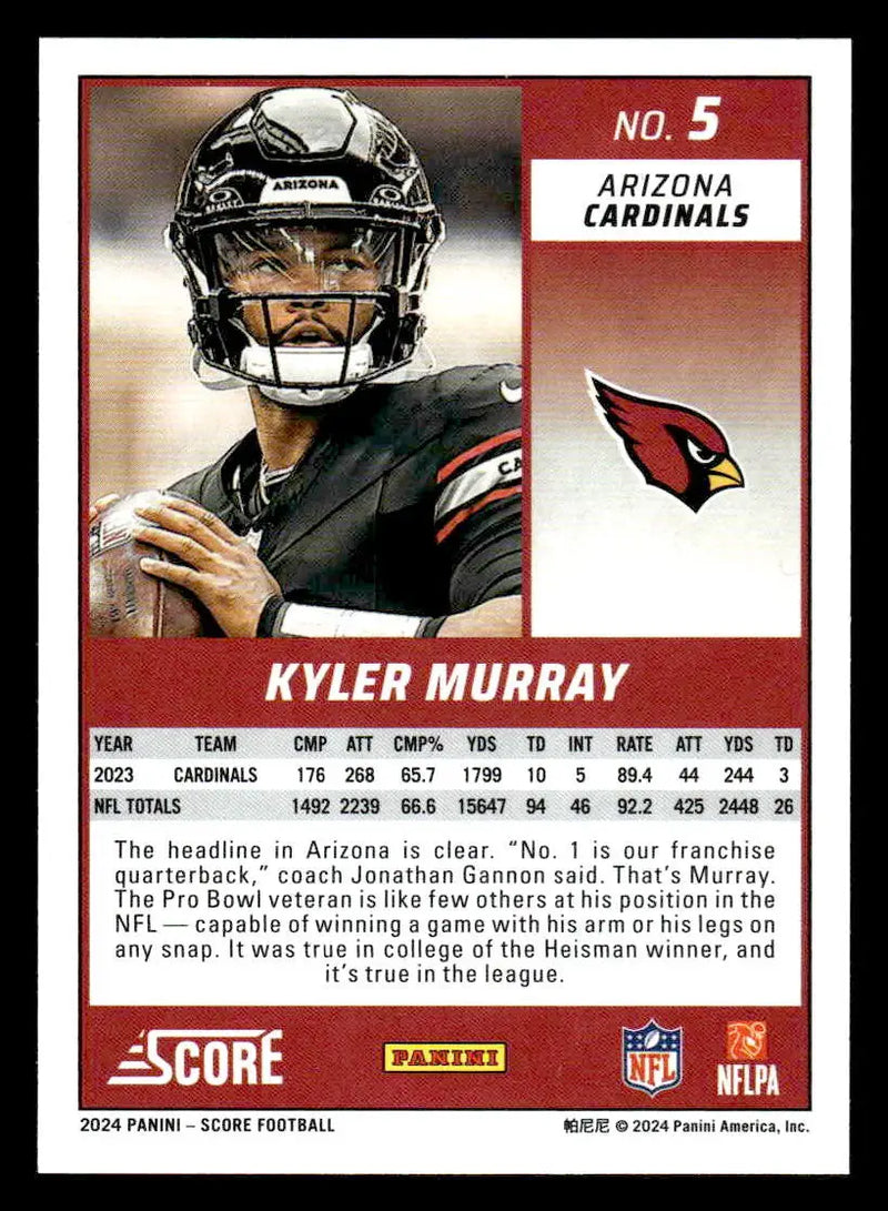 2024 Score #5 Kyler Murray - Football Card Single