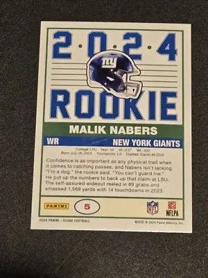 2024 Score #5 Malik Nabers 35th Anniversary Rookies Red - Football Card Single