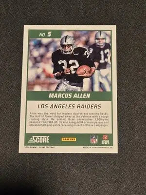 2024 Score #5 Marcus Allen First Ballot Pink - Football Card Single