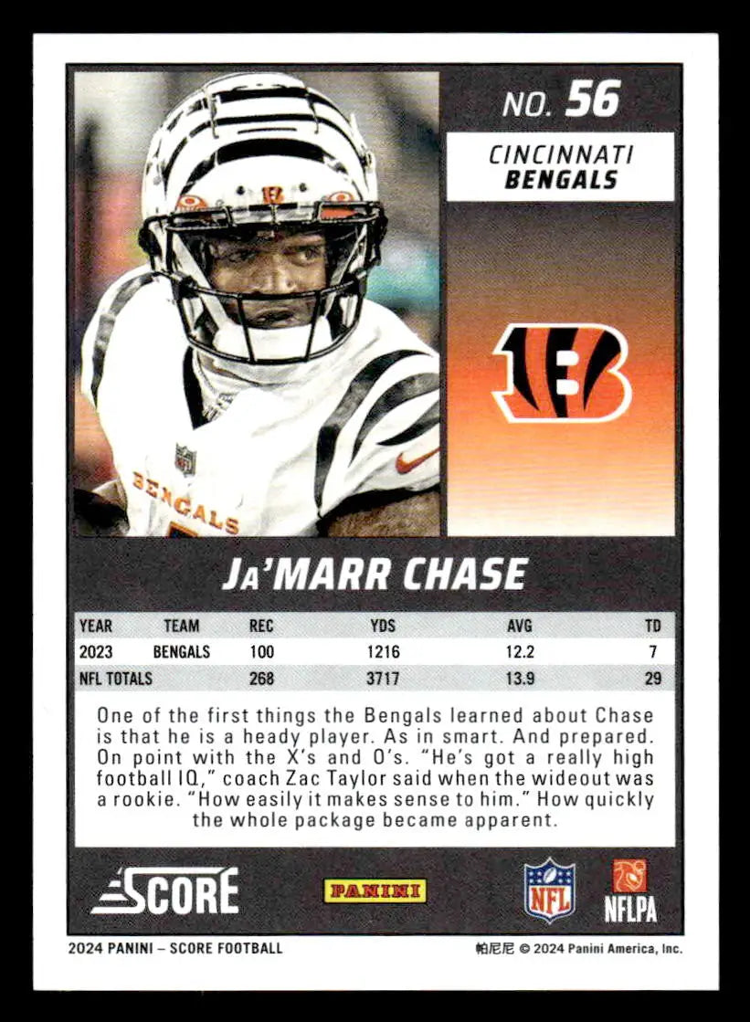 2024 Score #56 Ja’Marr Chase - Football Card Single