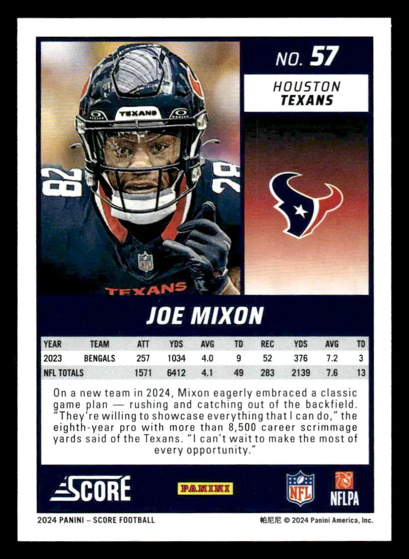 2024 Score #57 Joe Mixon - Football Card Single