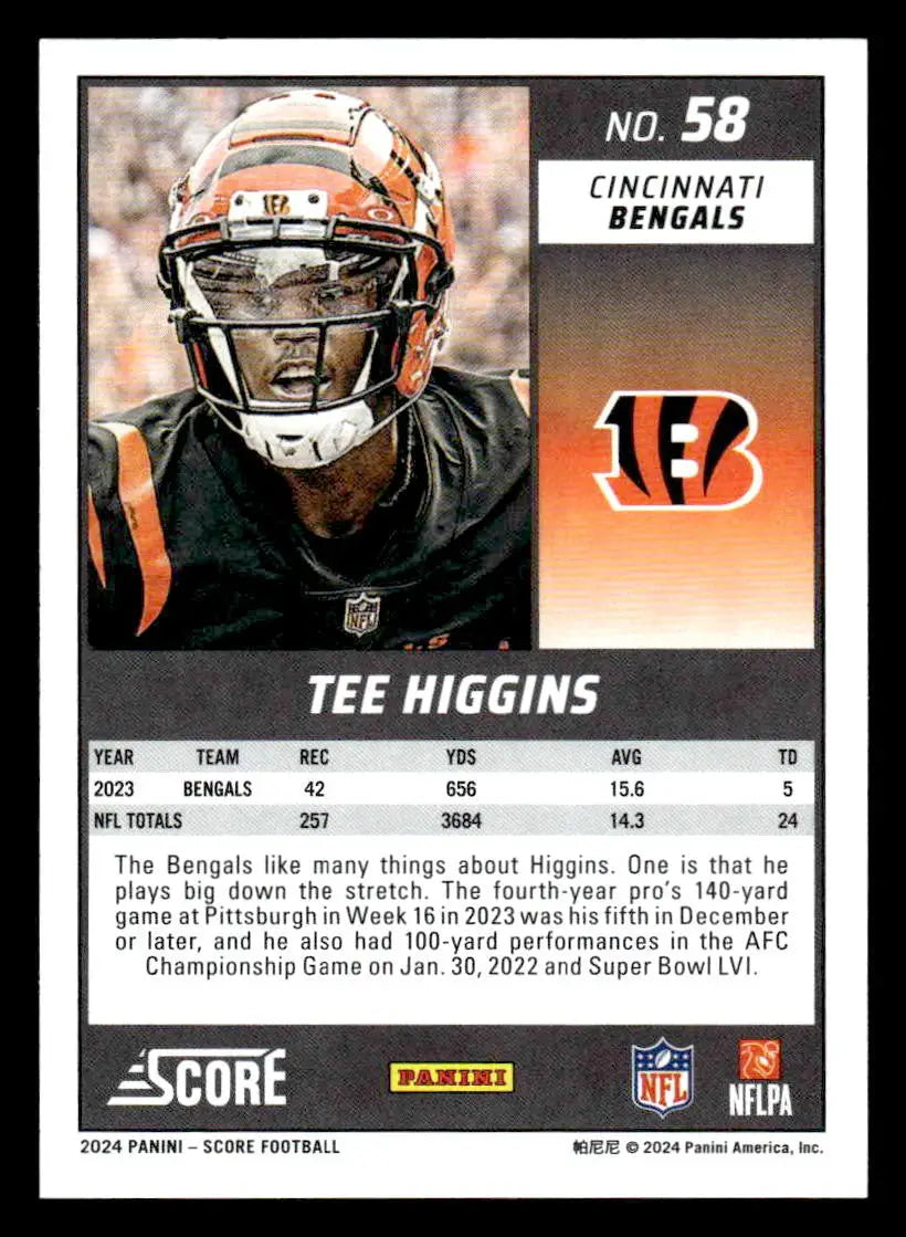 2024 Score #58 Tee Higgins - Football Card Single