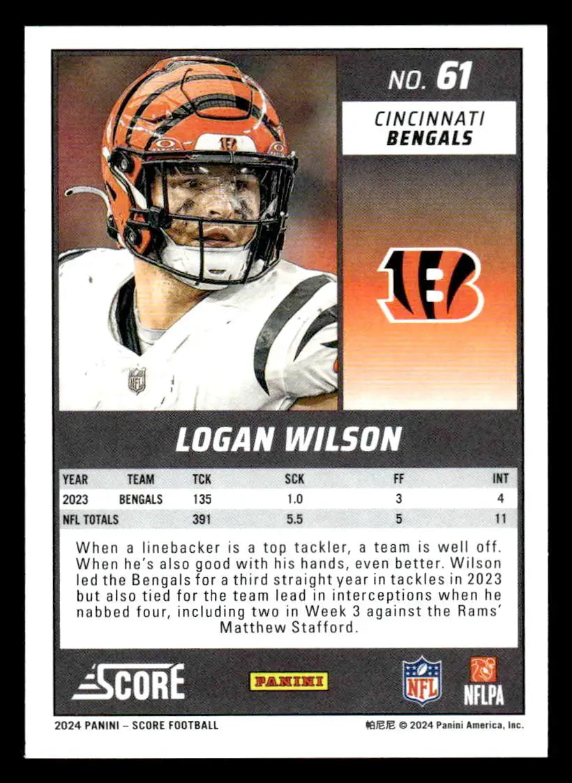 2024 Score #61 Logan Wilson - Football Card Single