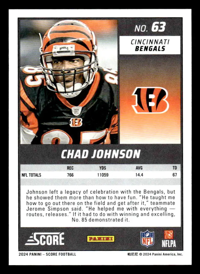 2024 Score #63 Chad Johnson - Football Card Single