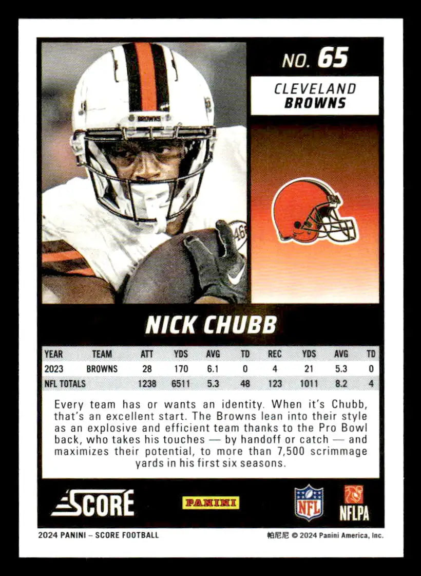 2024 Score #65 Nick Chubb - Football Card Single