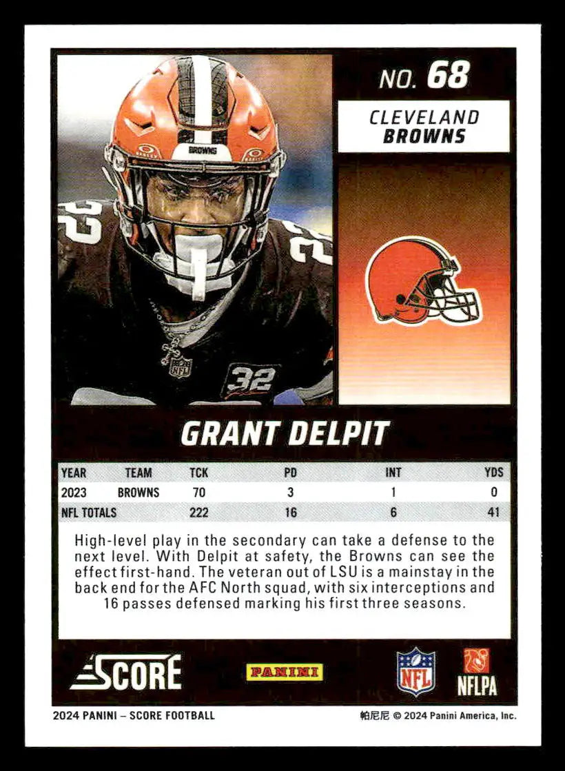 2024 Score #68 Grant Delpit - Football Card Single