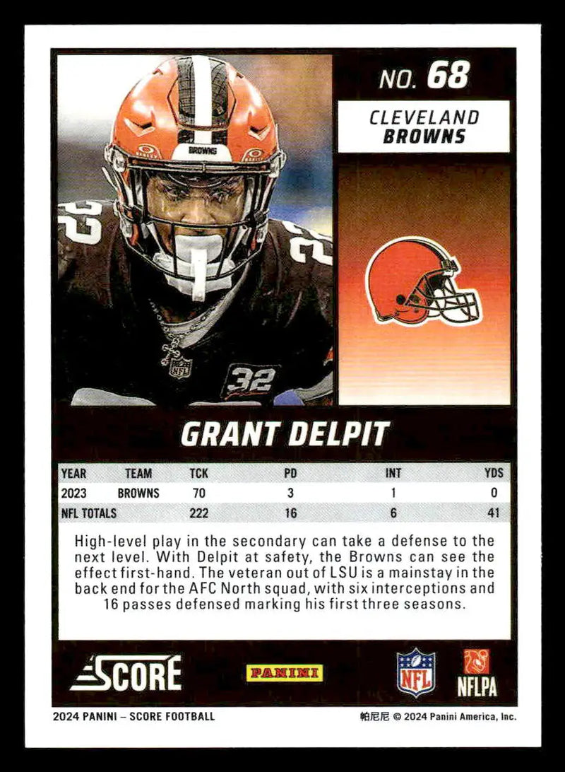 2024 Score #68 Grant Delpit - Football Card Single