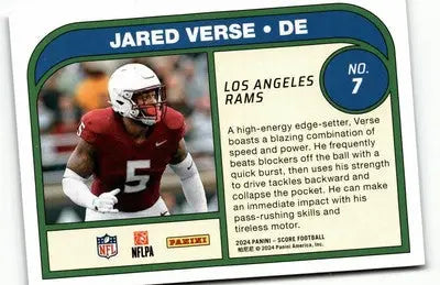 2024 Score #7 Jared Verse Protential - Football Card Single