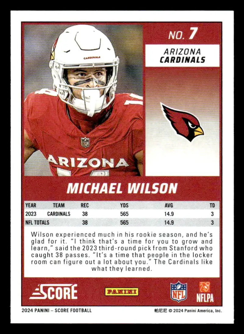 2024 Score #7 Michael Wilson - Football Card Single