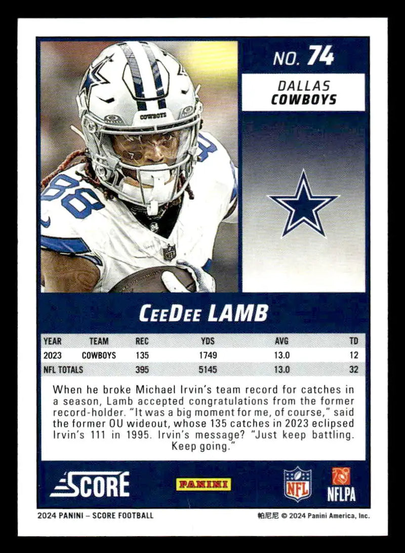 2024 Score #74 CeeDee Lamb - Football Card Single