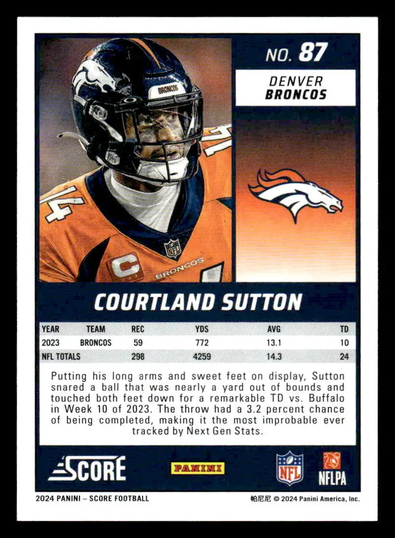 2024 Score #87 Courtland Sutton - Football Card Single