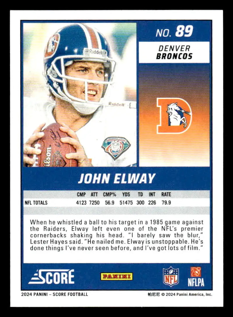 2024 Score #89 John Elway Scorecard - Football Card Single