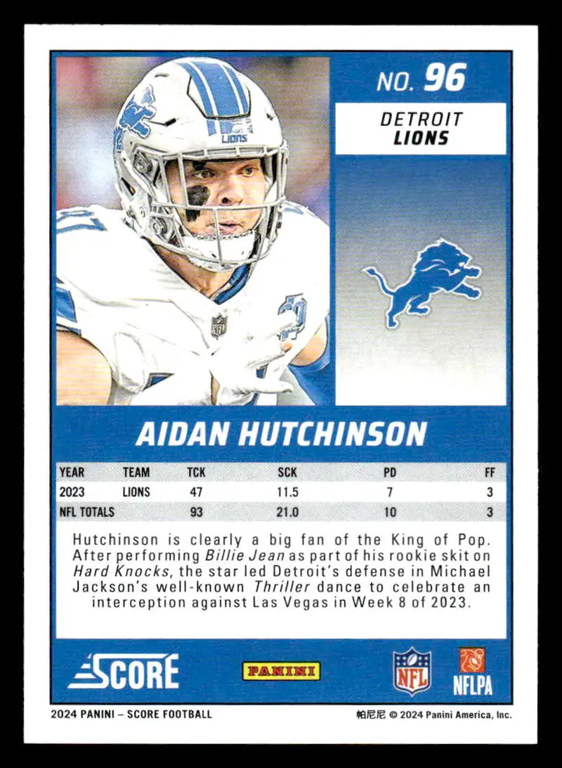 2024 Score #96 Aidan Hutchinson - Football Card Single