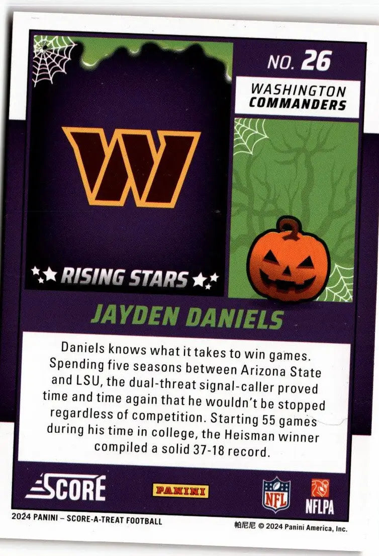 2024 Score-A-Treat #26 Jayden Daniels A-Treat - Rising Stars Orange Pumpkin - Football Card Single