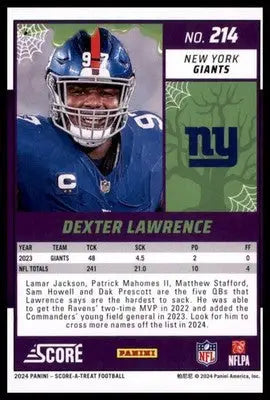 2024 Score-A-Treat Base Dexter Lawrence New York Giants 214 - Football Card Single
