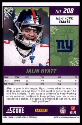 2024 Score-A-Treat Base Jalin Hyatt New York Giants 208 - Football Card Single