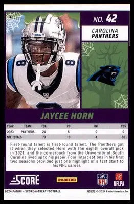 2024 Score-A-Treat Base Jaycee Horn Carolina Panthers 42 - Football Card Single