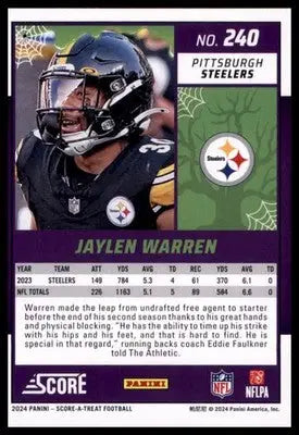 2024 Score-A-Treat Base Jaylen Warren Pittsburgh Steelers 240 - Football Card Single
