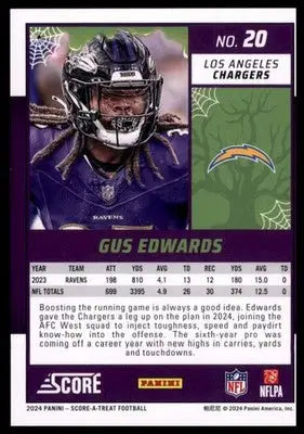 2024 Score-A-Treat - Green Bats Base Gus Edwards Los Angeles Chargers 20 - Football Card Single