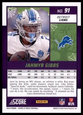 2024 Score-A-Treat - Green Bats Base Jahmyr Gibbs Detroit Lions 91 - Football Card Single