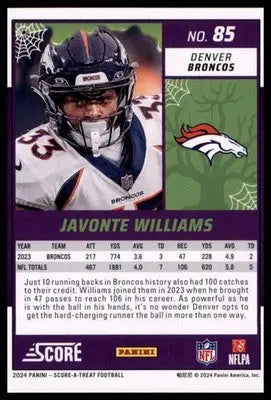 2024 Score-A-Treat - Green Bats Base Javonte Williams Denver Broncos 85 - Football Card Single