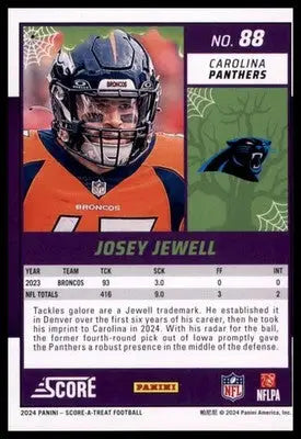 2024 Score-A-Treat - Green Bats Base Josey Jewell Carolina Panthers 88 - Football Card Single
