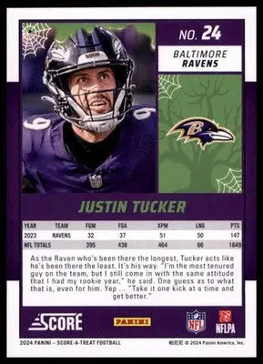 2024 Score-A-Treat - Green Bats Base Justin Tucker Baltimore Ravens 24 - Football Card Single