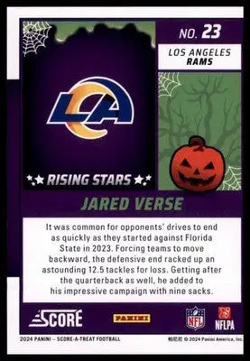 2024 Score-A-Treat - Rising Stars Green Bats Jared Verse Los Angeles Rams 23 - Football Card Single
