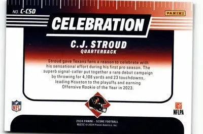 2024 Score #C-CSD C.J. Stroud Celebration - Football Card Single