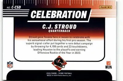 2024 Score #C-CSD C.J. Stroud Celebration - Football Card Single