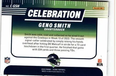 2024 Score #C-GSH Geno Smith Celebration - Football Card Single
