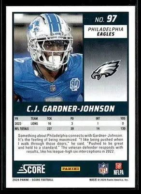 2024 Score C.J. Gardner-Johnson #97 Green Philadelphia Eagles
