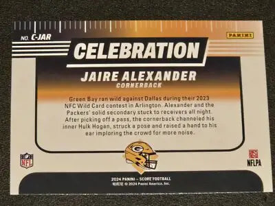 2024 Score #C-JAR Jaire Alexander Celebration - Football Card Single