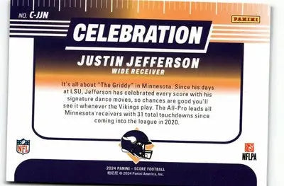 2024 Score #C-JJN Justin Jefferson Celebration - Football Card Single
