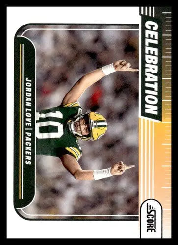 2024 Score Celebration Jordan Love football card with original gloss displayed