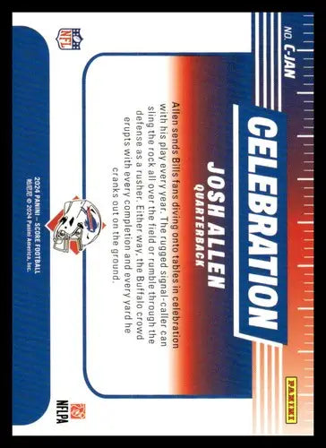 Original gloss 2024 Score Celebration Josh Allen football card displayed
