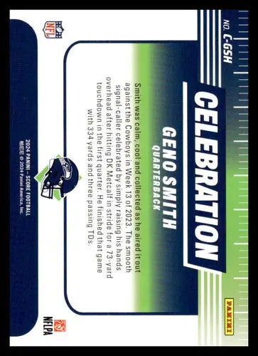 Geno Smith football card from 2024 Score Celebration with original gloss Seahawks ID 75460