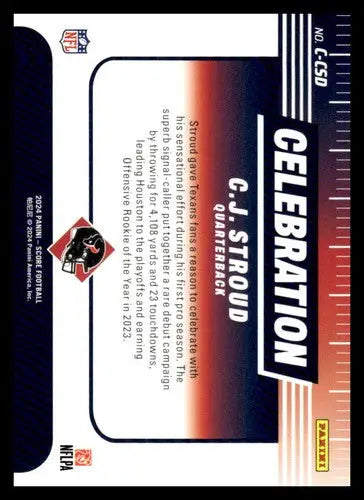 Original gloss 2024 Score Celebration C.J. Stroud football card Simply Sandoval