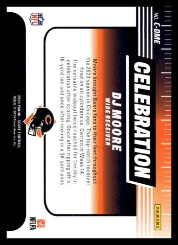 Football card featuring DJ Moore NM-MT Bears from 2024 Score Celebration collection