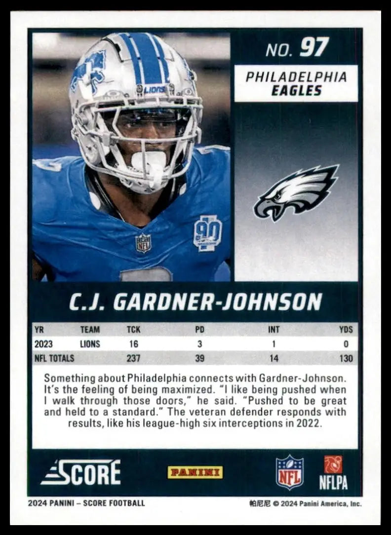 2024 Score CJ Gardner Johnson #97 Philadelphia Eagles Football Card NFL Sports - Football Card Single