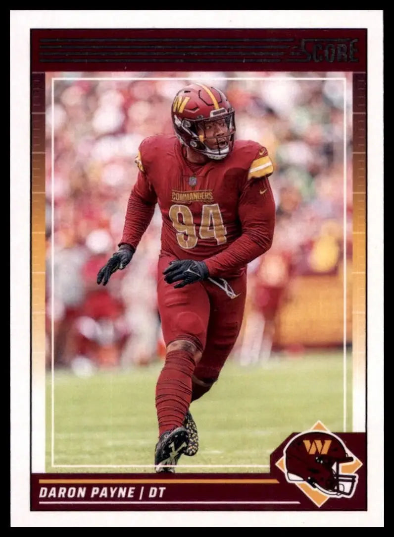 2024 Score Daron Payne #281 Washington Commanders Football Card NFL Sports - Football Card Single