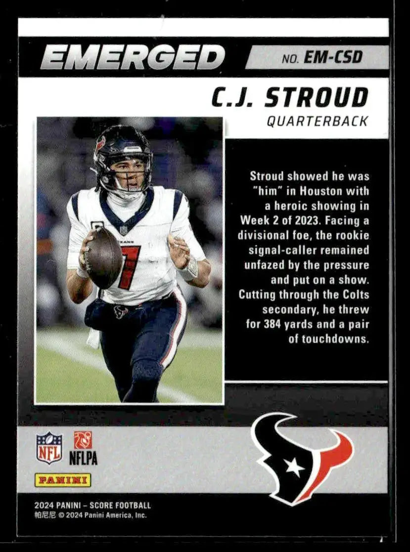 2024 Score #EM-CSD C.J. Stroud Emerged - Football Card Single