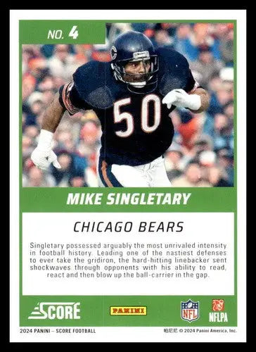 Original gloss Mike Singletary football card NM-MT from 2024 Score First Ballot series