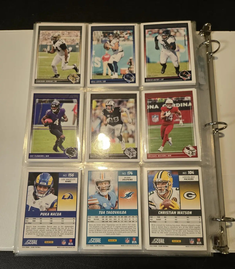 2024 Score Football Binder Lot 250+ Cards Stars Legends Base 1’’ Album - Sports Memorabilia