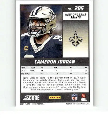 2024 Score Green Cameron Jordan football card with original gloss Saints ID 75501