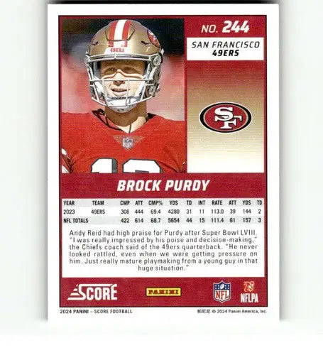 2024 Score Green #244 Brock Purdy NM-MT 49ers ID:75502 - Football Card Single