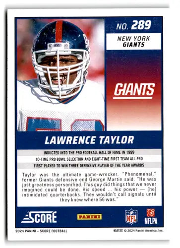 2024 Score Green #289 Lawrence Taylor NM-MT NY Giants ID:75504 - Football Card Single