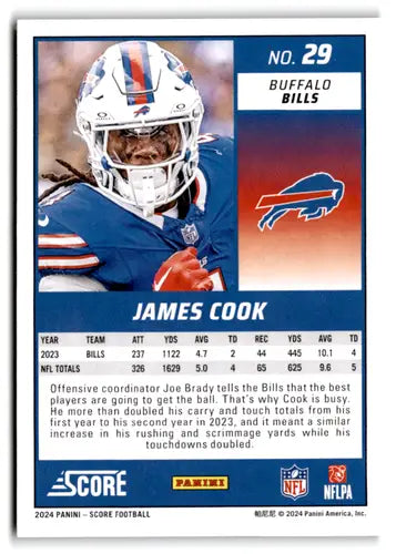 2024 Score Green #29 James Cook NM-MT Bills ID:75495 - Football Card Single